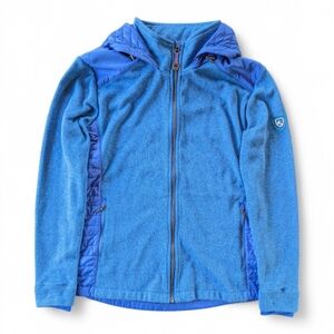 KUHL Falka Hoody Lightweight Knit & Puffer Jacket Women's Sz L Pacific Blue‎